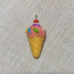 Colorful Clay Ice Cream Cone Charm/Keychain